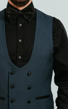 Teal double breasted smoking gilet