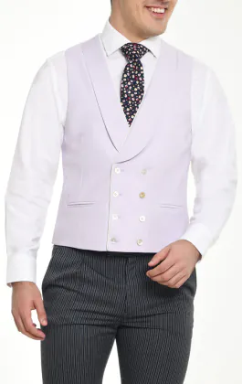 Lila twill double breasted jacquet gilet met sjaal kraag