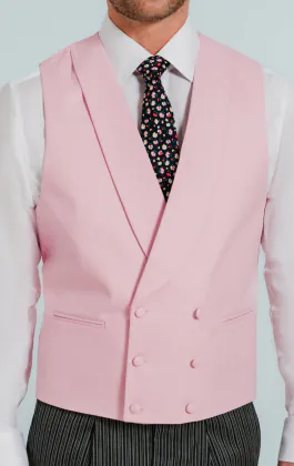 Pastel roze double breasted jacquet gilet met shawl revers