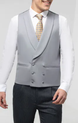 Luxe 100% wollen grijze traditionele dubbelknoops gilet