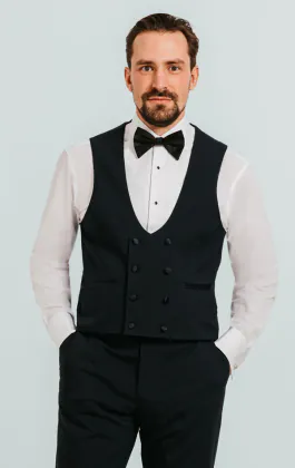 Marineblauw double breasted smoking gilet