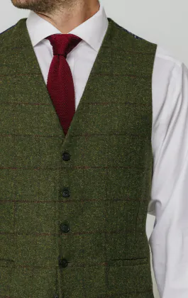 Groen geruite tweed gilet