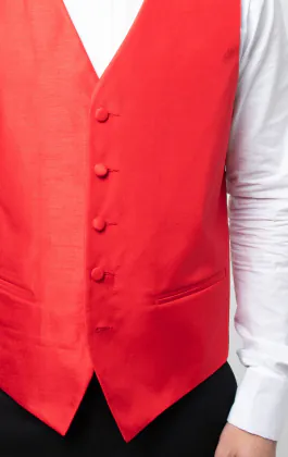  Rood poly dupion gilet 