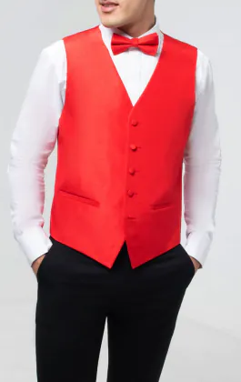  Rood poly dupion gilet 