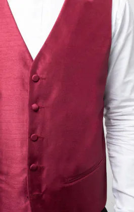 Bordeauxrood poly dupion gilet 