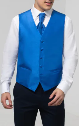Koningsblauw poly dupion gilet 