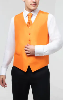 Oranje poly dupion gilet 
