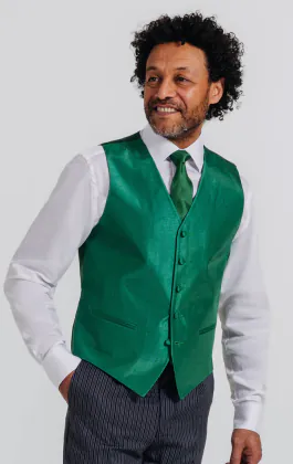 Donkergroen poly dupion gilet 