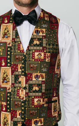 Groene vintage kerstmis print vest - beperkte editie