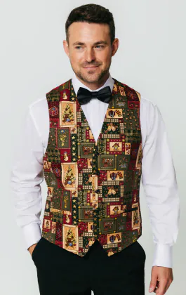 Groene vintage kerstmis print vest - beperkte editie