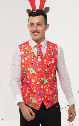'Festive Fun' rood kerst gilet