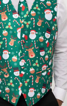 'Santa & Friends' groen kerst gilet