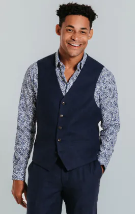 Navy linnen gilet
