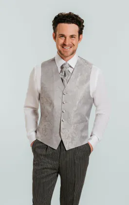 Zilveren paisley gilet