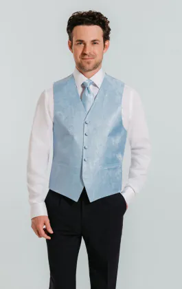 Licht blauw paisley gilet