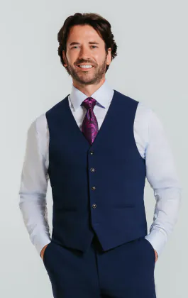 Blauw slimfit gilet