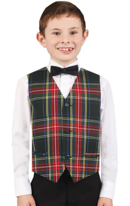 Groen tartan gilet voor jongens