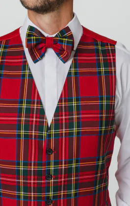Rood gilet met schotse ruit