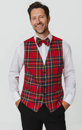 Rood gilet met schotse ruit