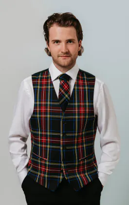 Groen gilet met schotse ruit