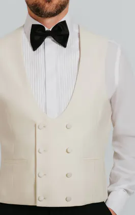 Witte double breasted smoking gilet