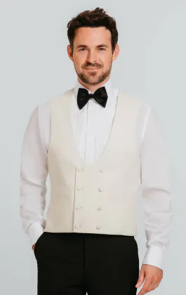 Witte double breasted smoking gilet