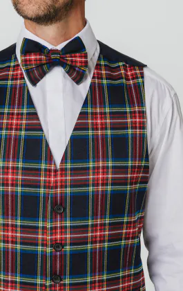 Navy tartan ruit gilet
