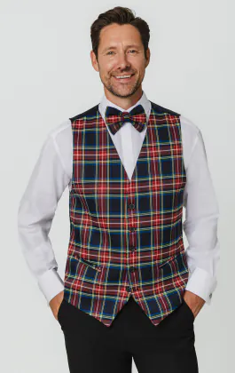 Navy tartan ruit gilet