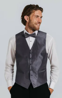 Donkergrijs poly dupion gilet