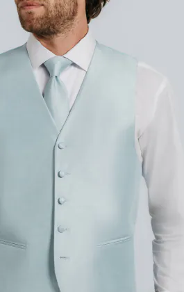 Poederblauw poly dupion gilet
