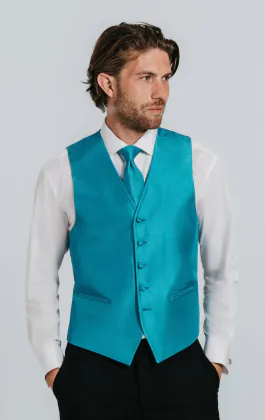 Turkoois poly dupion gilet