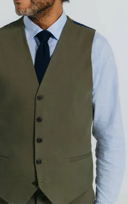 Groen linnen twill gilet