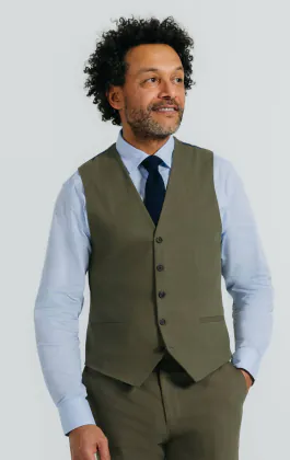 Groen linnen twill gilet