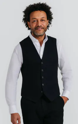 Zwart linnen twill gilet