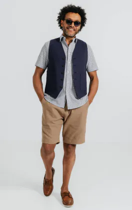 Navy linnen twill gilet