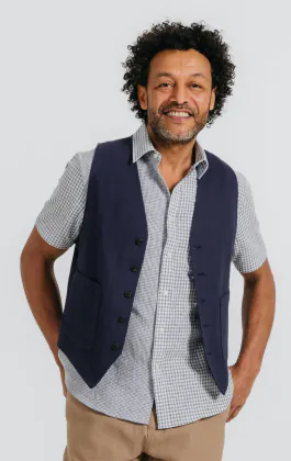 Navy linnen twill gilet