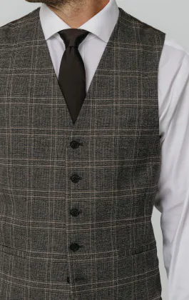 Bruin geruit gilet