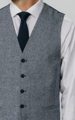 Blauw Donegal tweed gilet