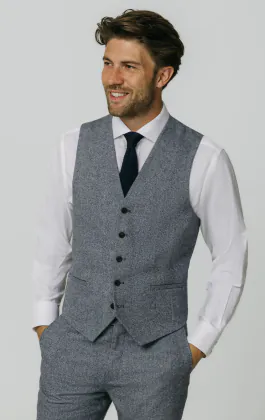 Blauw Donegal tweed gilet
