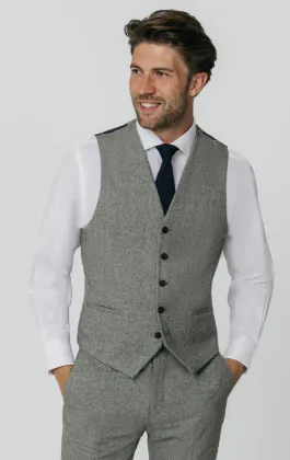 Licht grijs Donegal tweed gilet