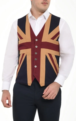 King &amp; Priory - Gilet Bandiera Union Jack Rosso/bianco/blu. S