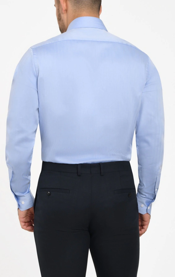 Dobell blauw visgraat patroon 100 katoen easy care overhemd Dobell