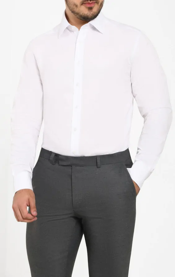 Dobell wit easy care overhemd van 100 katoen poplin Dobell